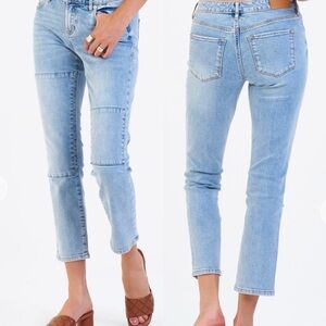 Dear John Blaire Light Wash Patchwork Straight Leg Jeans Size 27